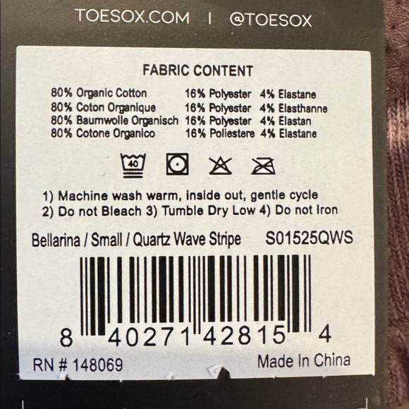 ToeSox Ballerina Half Toe Grip Socks in Quartz Wave Stipe Size Small NWT - Picture 6 of 9